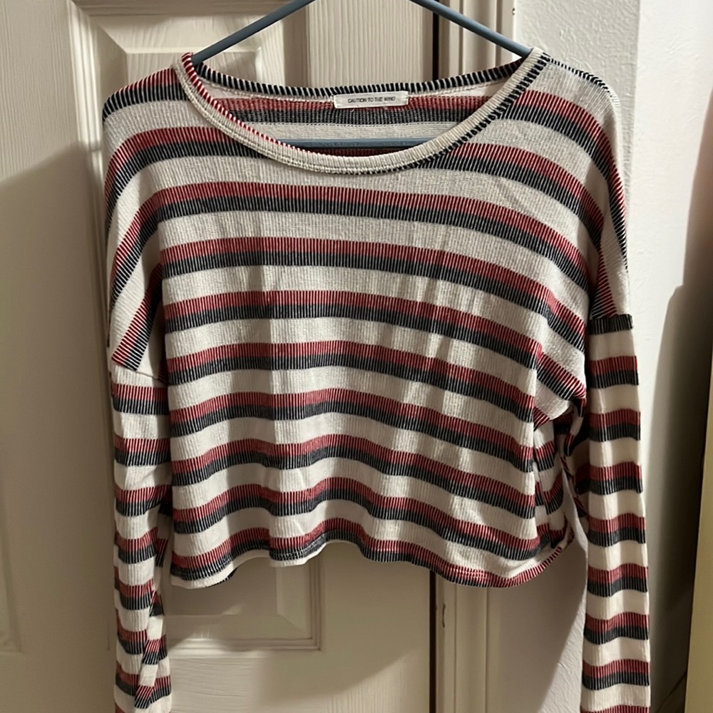 Striped Crop Long Sleeve Top
